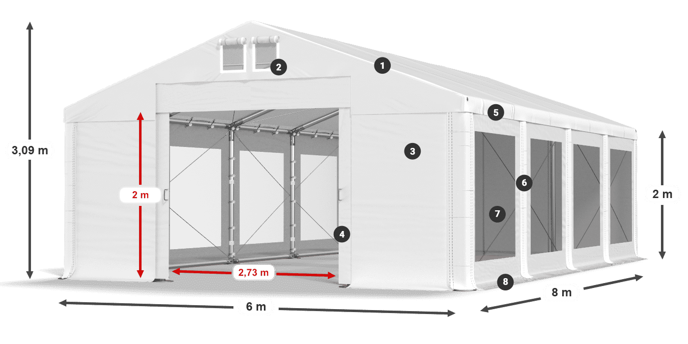 Krov: MS 580 PVC Zidovi: MS 580 PVC Legenda od 2 m