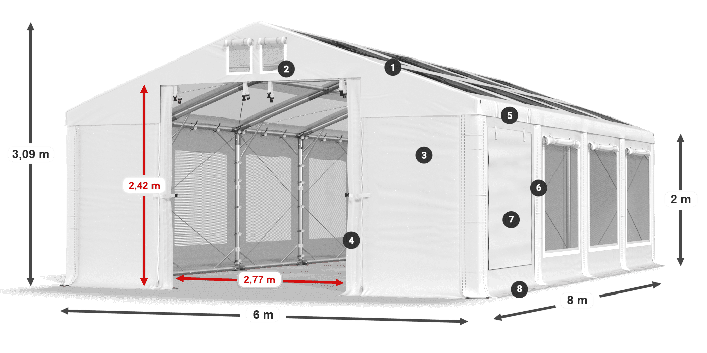 Krov: MS T 580 PVC Zidovi: SDM 500 PVC 2m legenda