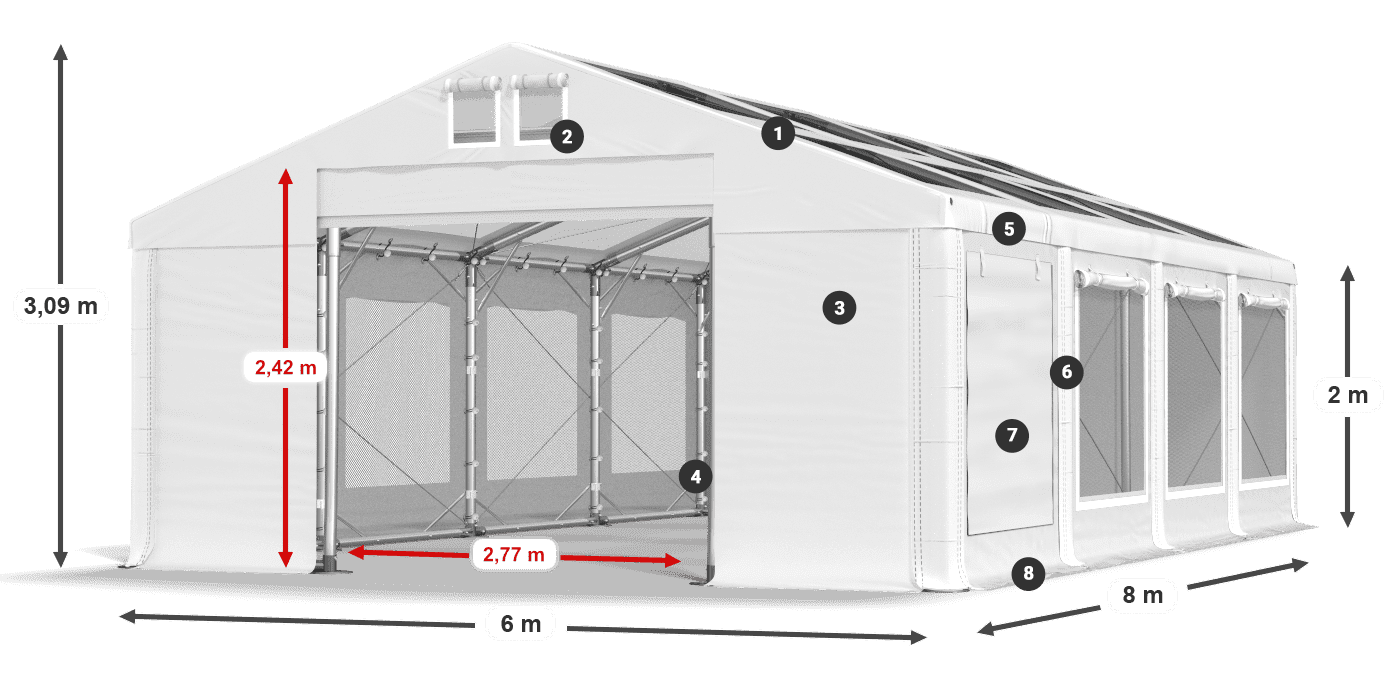 Krov: MS T 580 PVC Zidovi: SDM 500 PVC 2m legenda