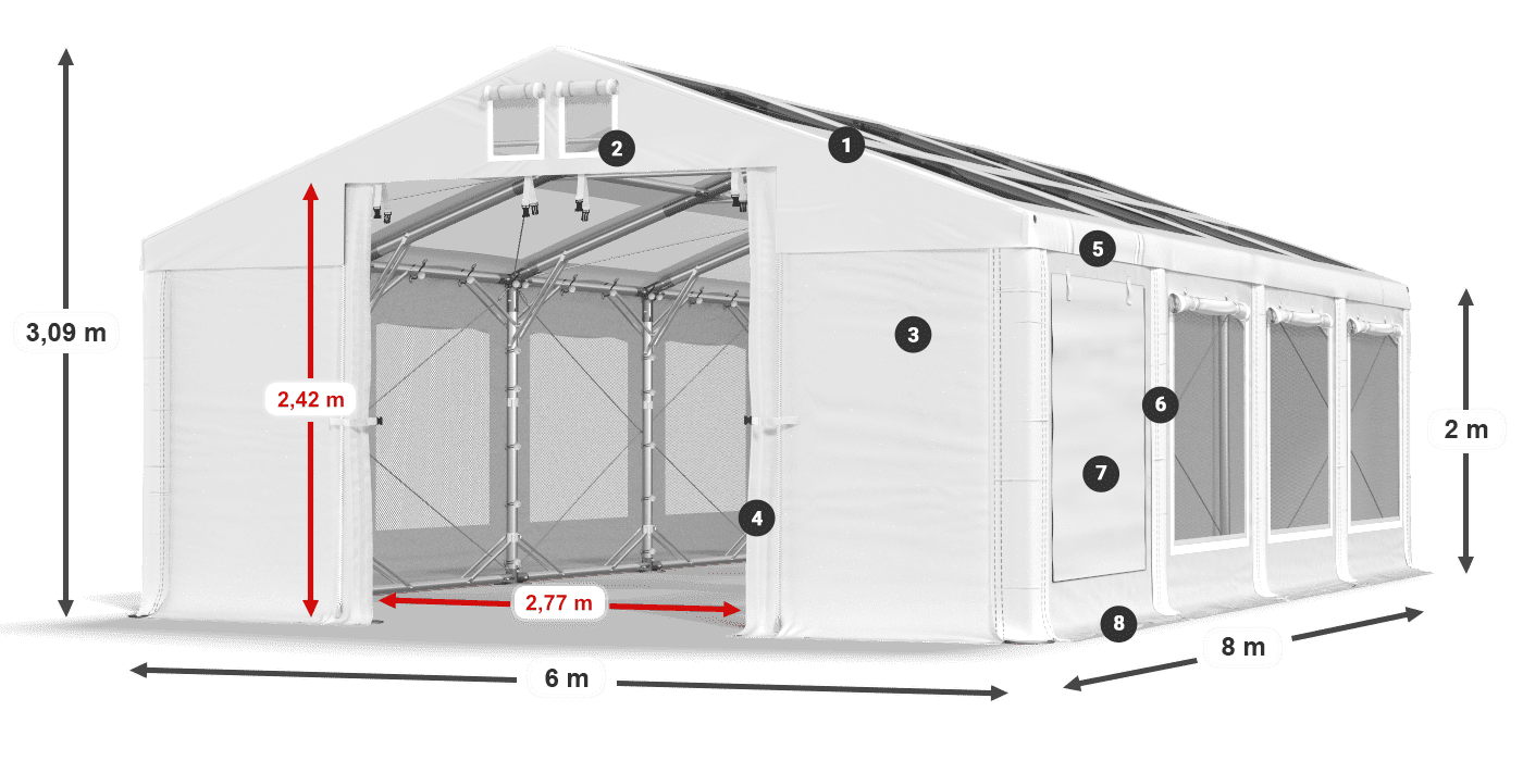 Krov: MS T 580 PVC Zidovi: SDM 500 PVC 2m legenda