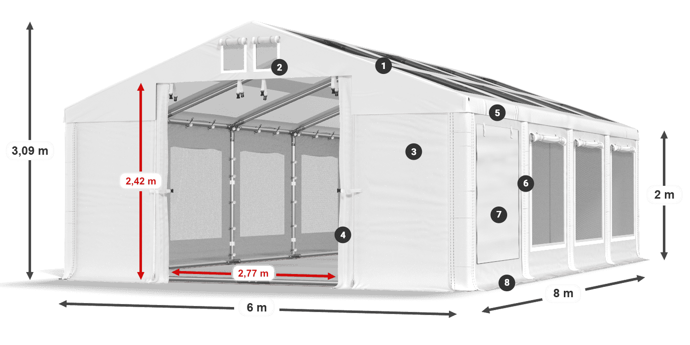 Krov: MS T 580 PVC Zidovi: SDM 500 PVC 2m legenda