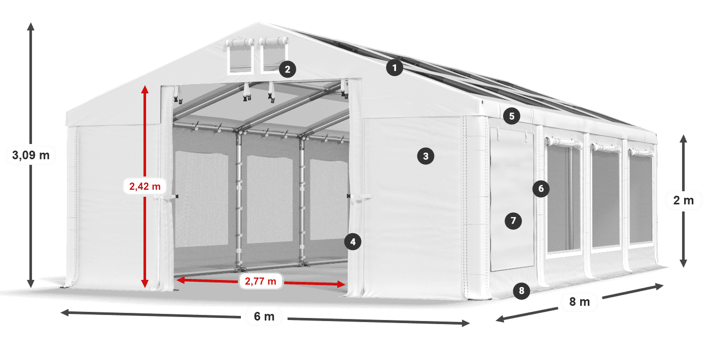 Krov: MS T 580 PVC Zidovi: SDM 500 PVC 2m legenda