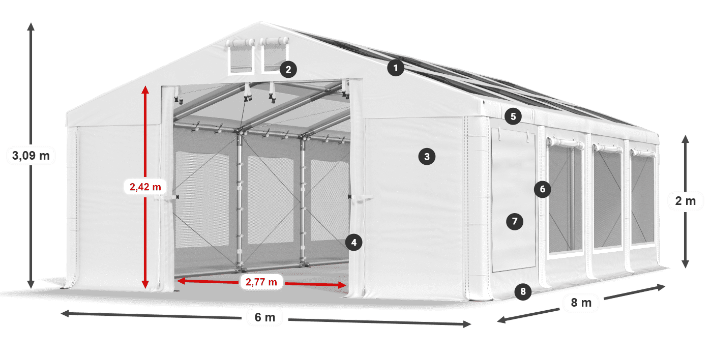Krov: MS T 580 PVC Zidovi: SDM 500 PVC 2m legenda
