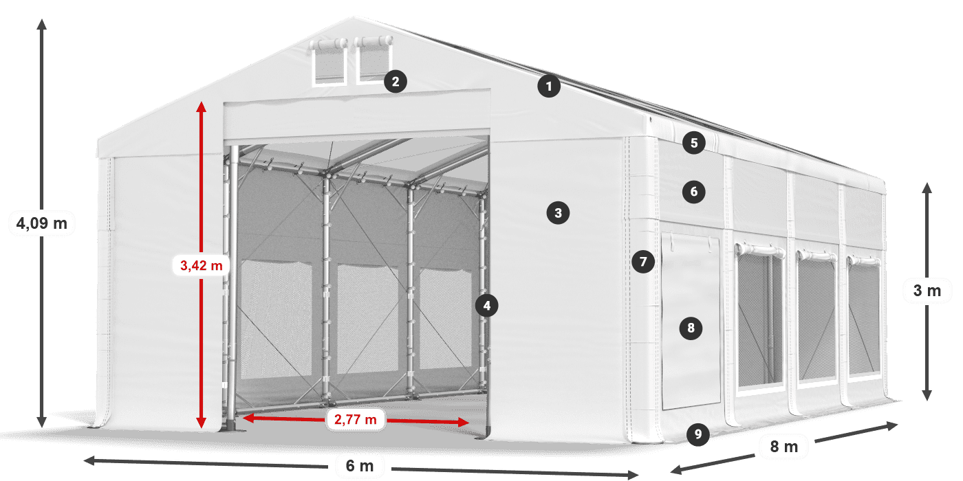 Krov: MS T 580 PVC Zidovi: SD M 500 PVC Legenda od 3 m