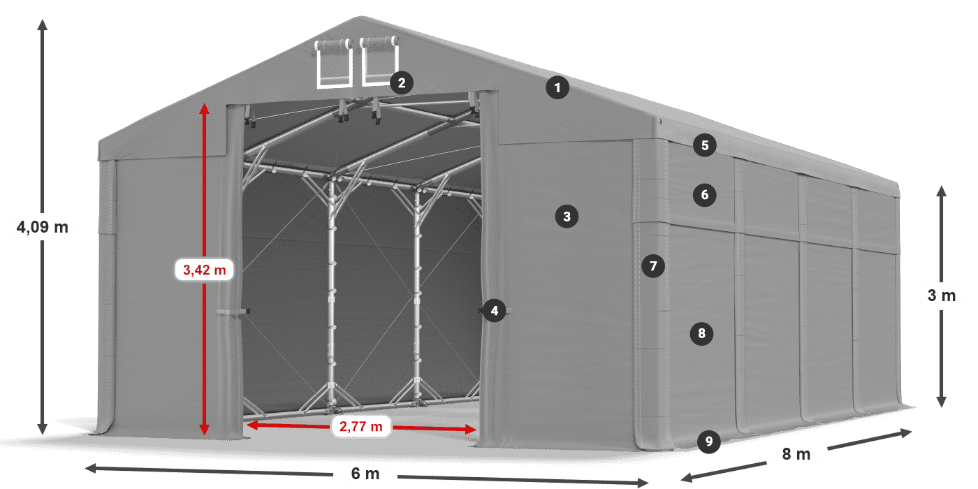Krov: MS 580 PVC Zidovi: SD 500 PVC Legenda od 3 m