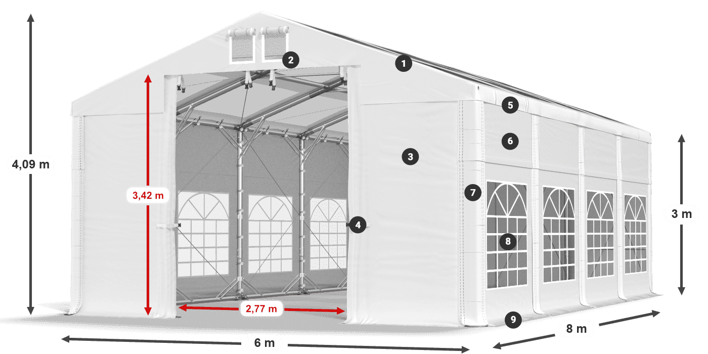 Krov: MS T 580 PVC Zidovi: SD I 500 PVC Legenda od 3 m