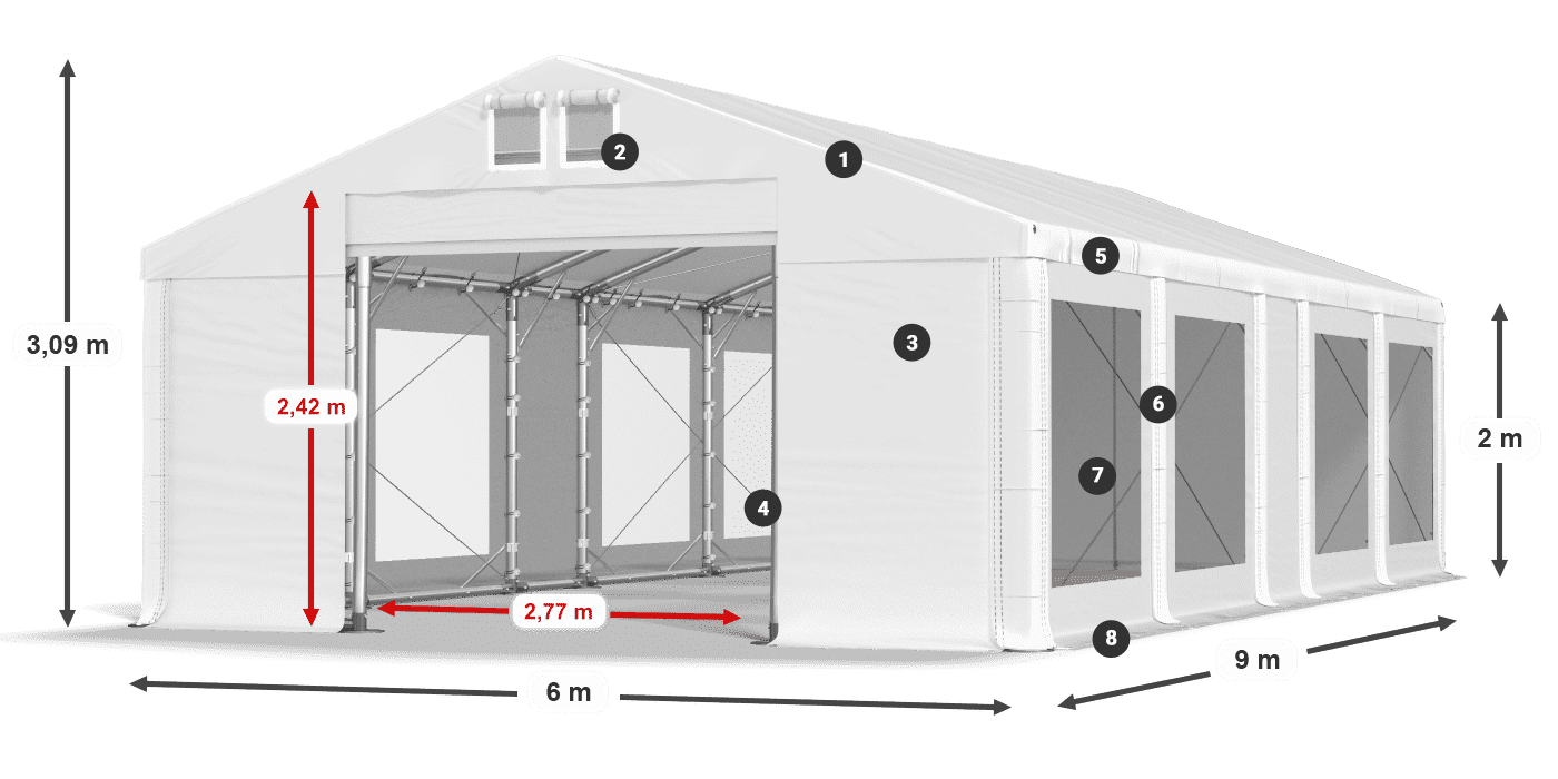 Krov: FR 620 PVC Zidovi: MS 580 PVC Legenda od 2 m