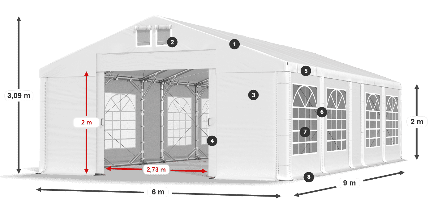 Krov: MS 580 PVC Zidovi: FR 620 PVC Legenda od 2 m