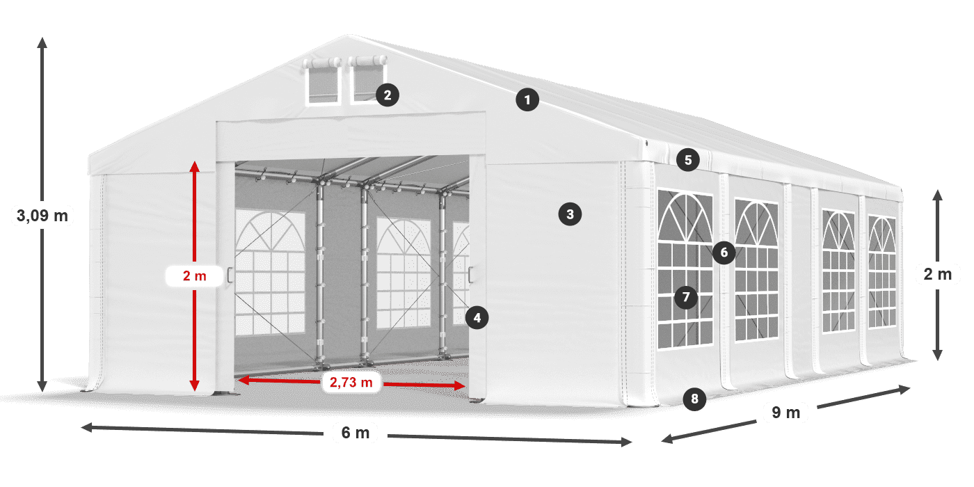 Krov: MS 580 PVC Zidovi: FR 620 PVC Legenda od 2 m