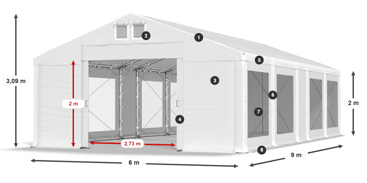 Krov: MS 580 PVC Zidovi: MS 580 PVC Legenda od 2 m