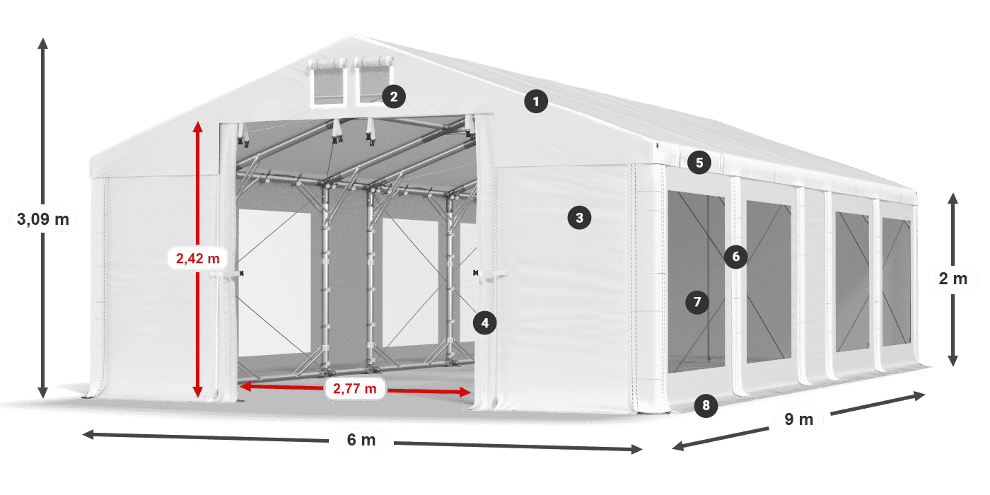 Krov: MS 580 PVC Zidovi: MS 580 PVC Legenda od 2 m