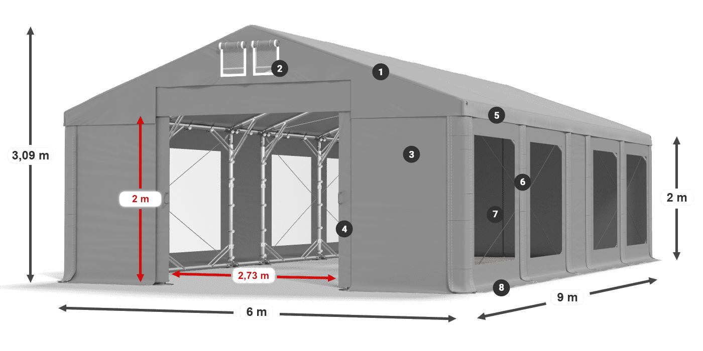 Krov: MS 580 PVC Zidovi: MS 580 PVC Legenda od 2 m