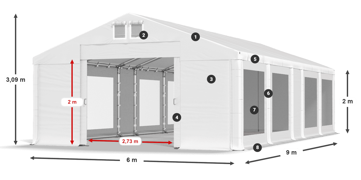 Krov: MS 580 PVC Zidovi: MS 580 PVC Legenda od 2 m
