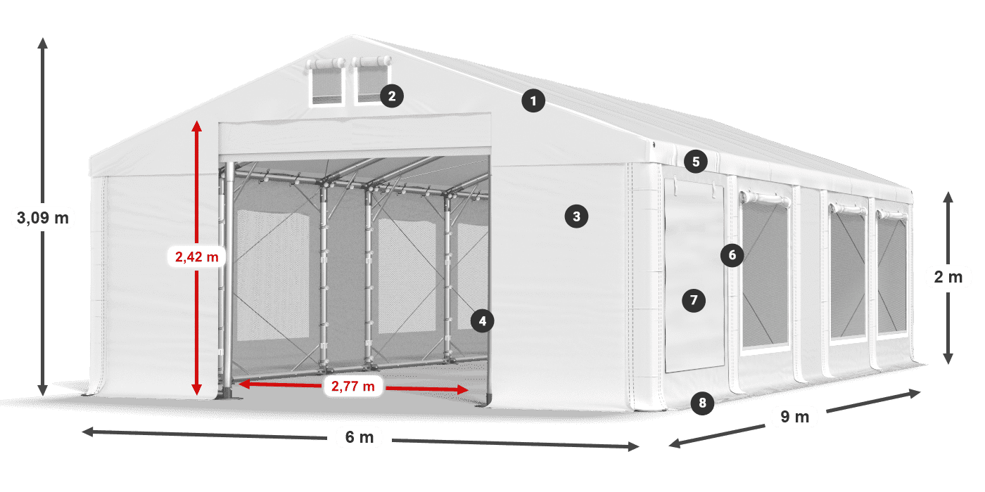 Krov: MS 580 PVC Zidovi: SD M 500 PVC Legenda od 2 m