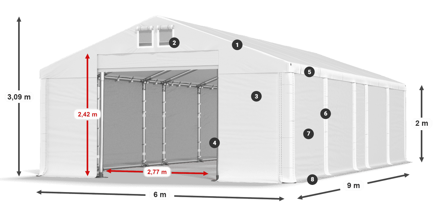 Krov: MS 580 PVC Zidovi: SD 500 PVC Legenda od 2 m
