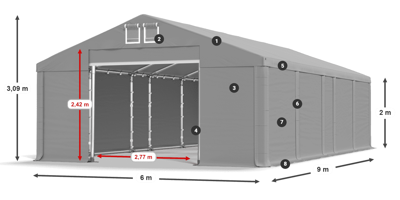 Krov: MS 580 PVC Zidovi: SD 500 PVC Legenda od 2 m