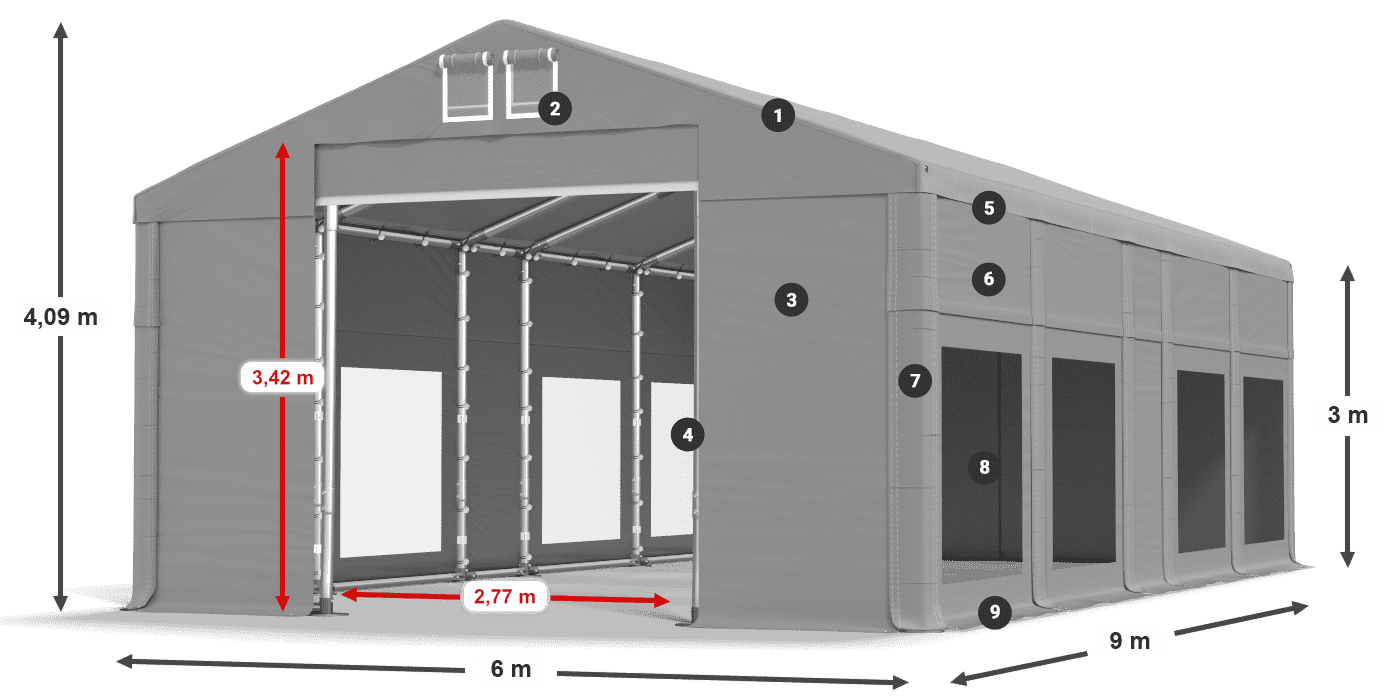 Krov: MS 580 PVC Zidovi: MS 580 PVC Legenda od 3 m