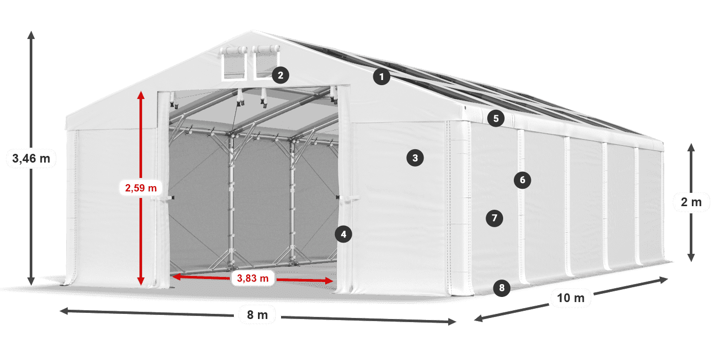 Krov: MS T 580 PVC Zidovi: SD 500 PVC Legenda od 2 m