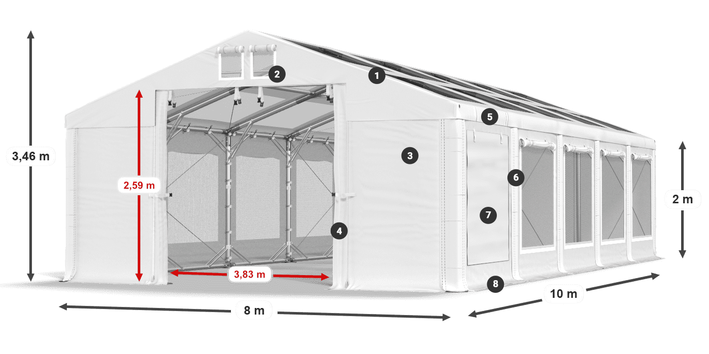 Krov: MS T 580 PVC Zidovi: SDM 500 PVC 2m legenda