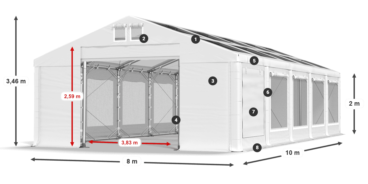 Krov: MS T 580 PVC Zidovi: SDM 500 PVC 2m legenda