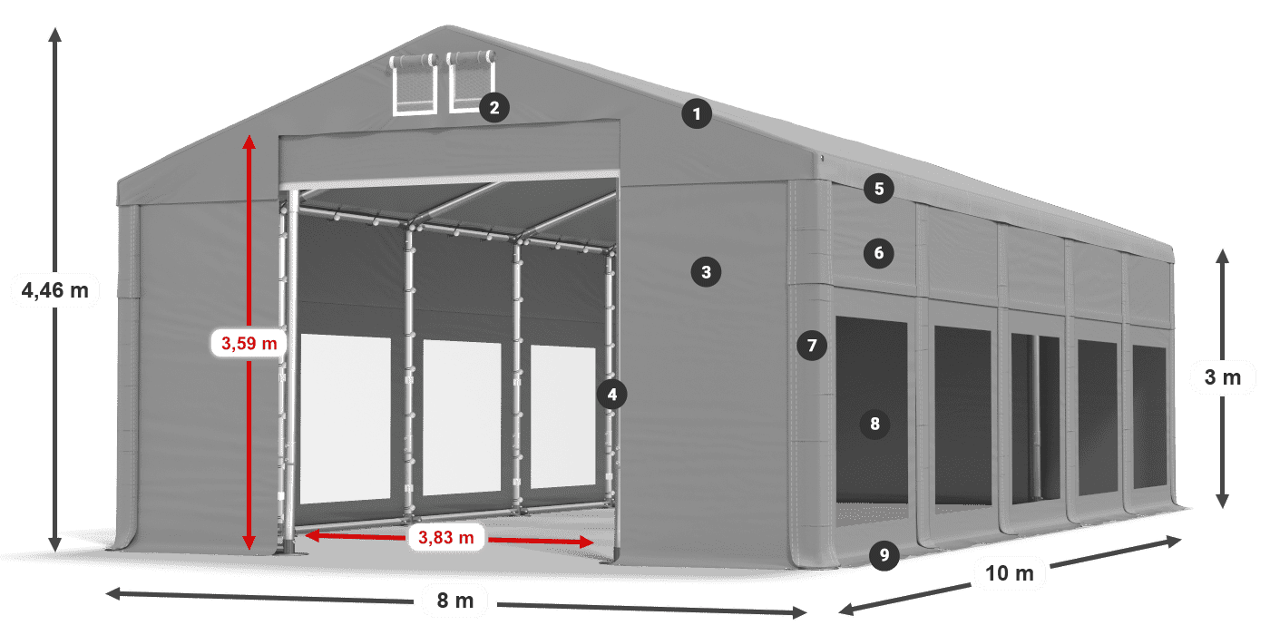 Krov: MS 580 PVC Zidovi: MS 580 PVC Legenda od 3 m