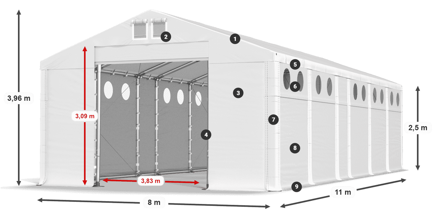 Krov: FR 620 PVC Zidovi: MS O 580 PVC 2,5 m legenda