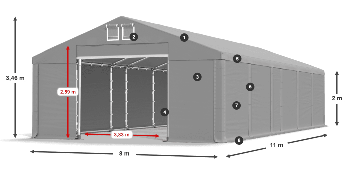Krov: MS 580 PVC Zidovi: FR M 620 PVC Legenda od 2 m