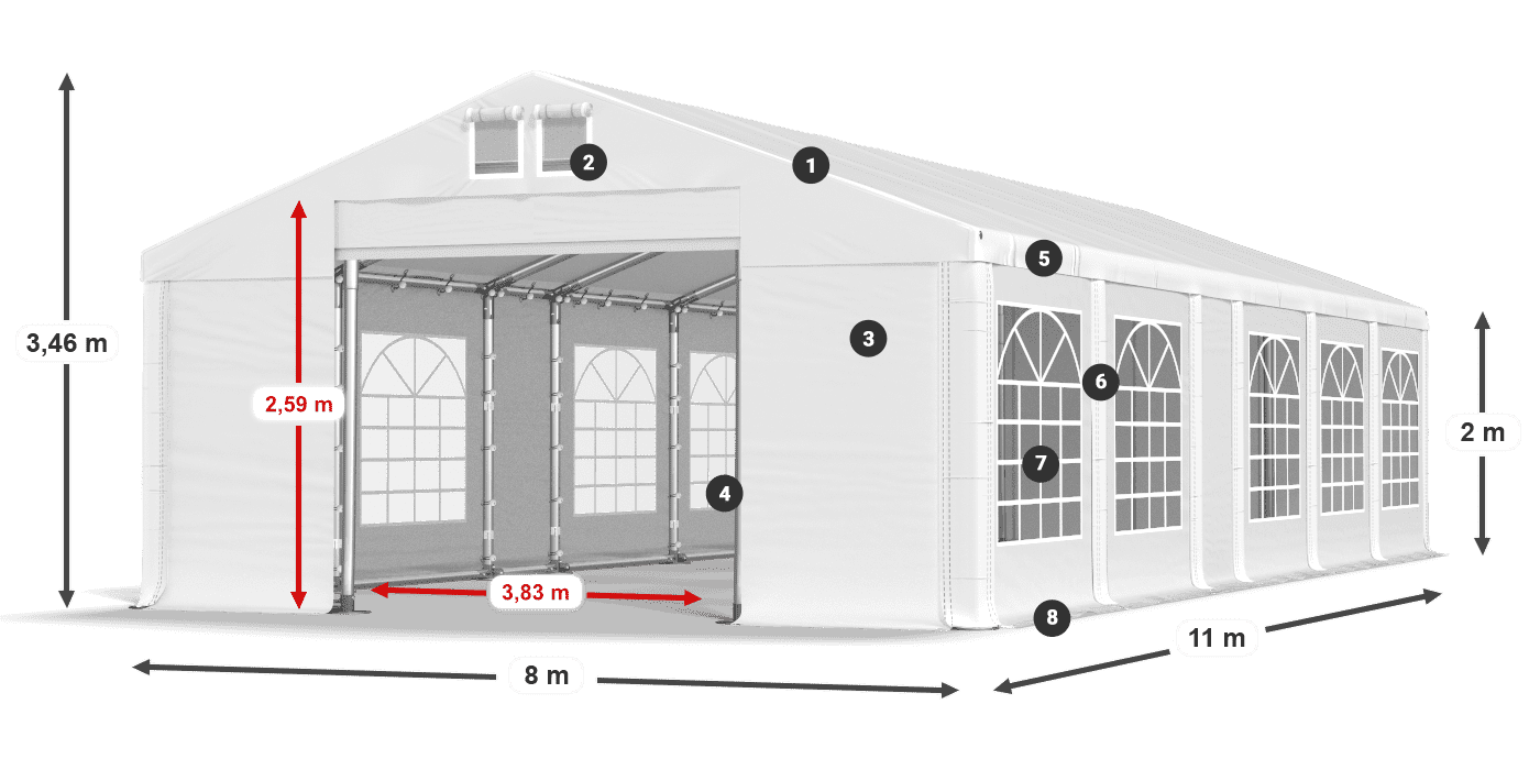 Krov: MS 580 PVC Zidovi: FR 620 PVC Legenda od 2 m