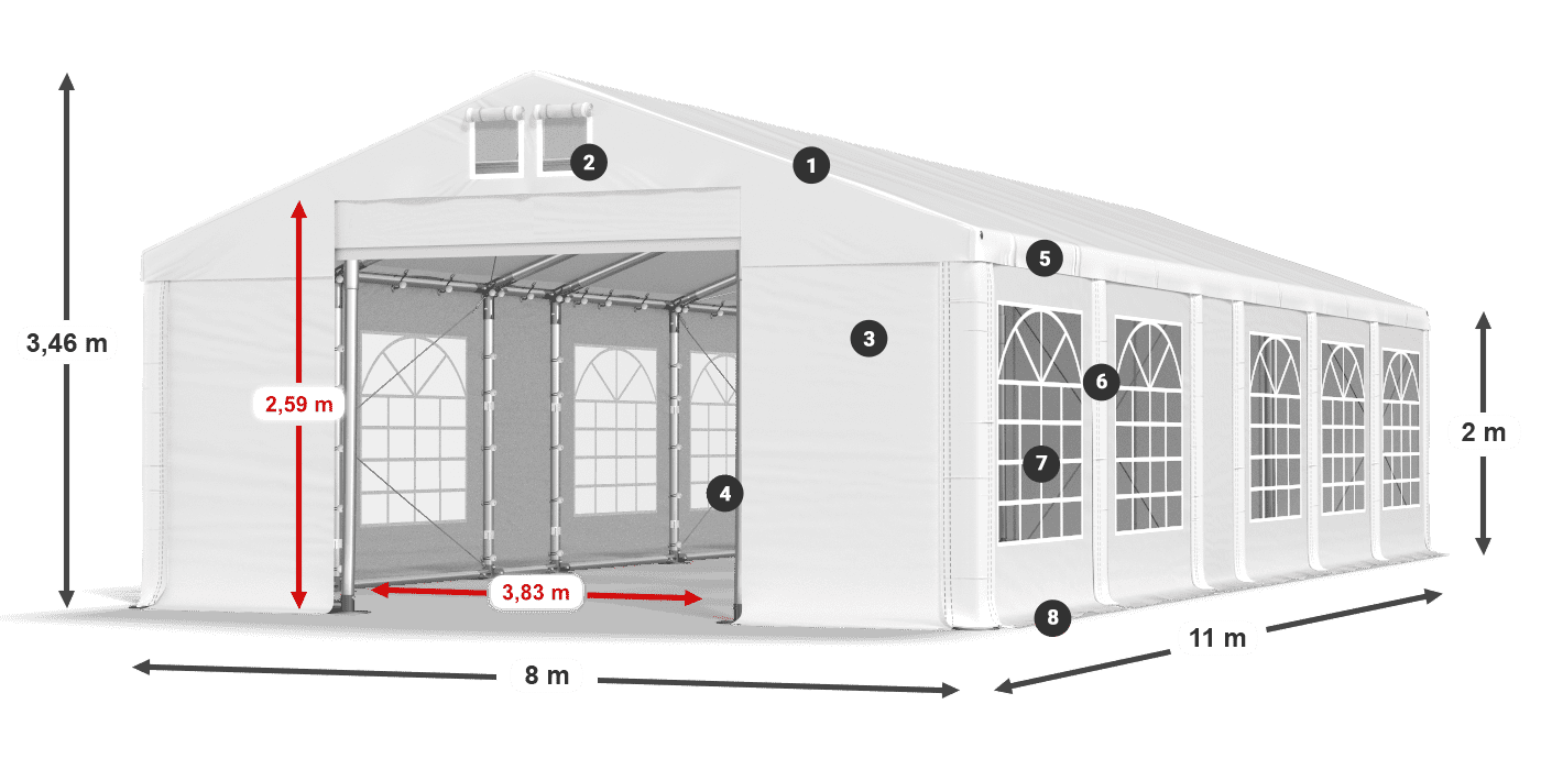 Krov: MS 580 PVC Zidovi: FR 620 PVC Legenda od 2 m