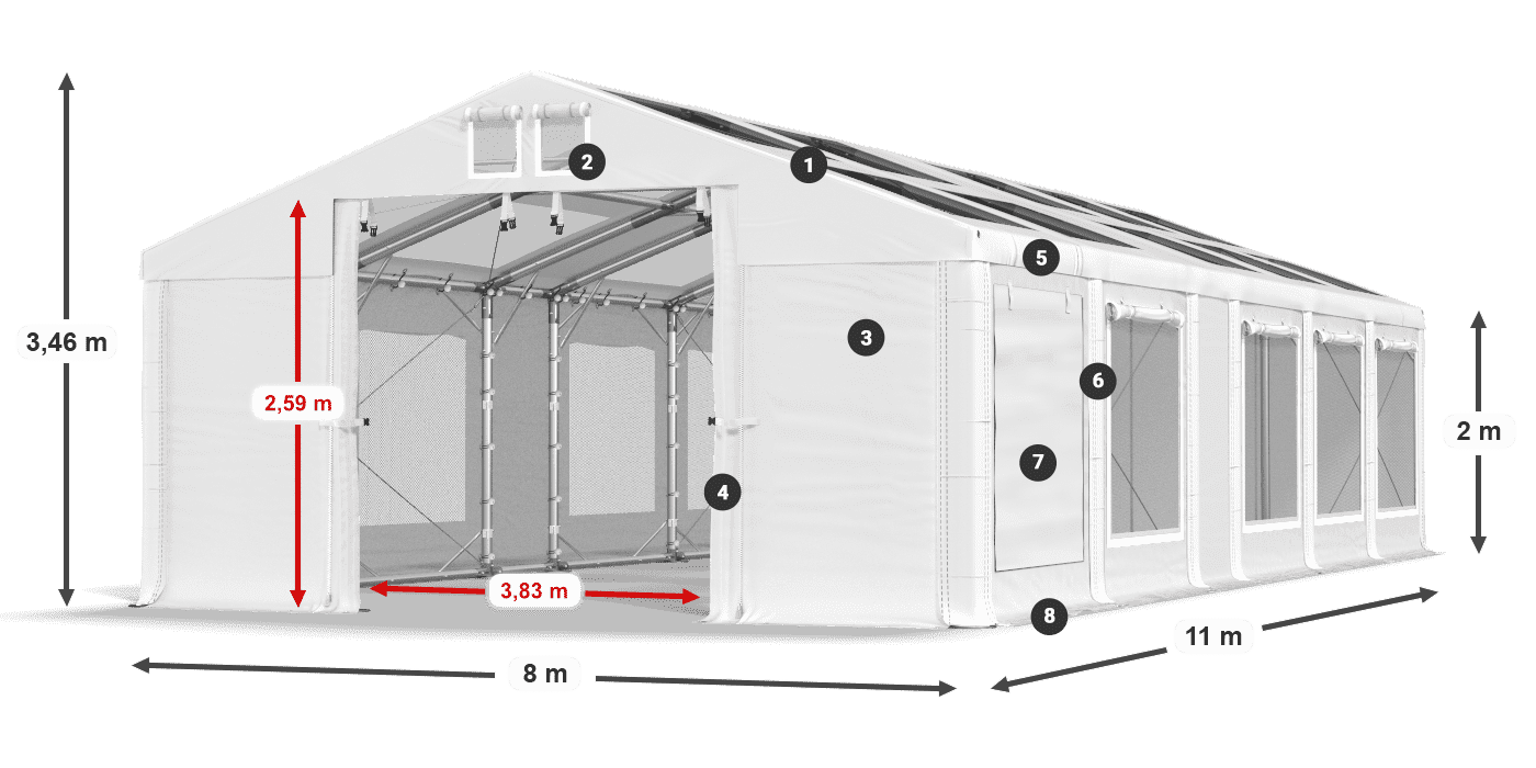 Krov: MS T 580 PVC Zidovi: SDM 500 PVC 2m legenda