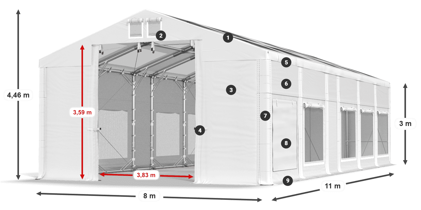 Krov: MS T 580 PVC Zidovi: SD M 500 PVC Legenda od 3 m