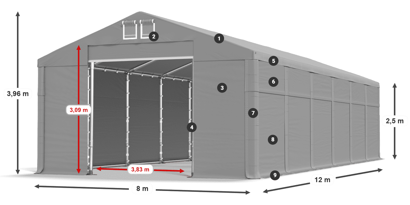 Krov: FR 620 PVC Zidovi: SD 500 PVC Legenda od 2,5 m