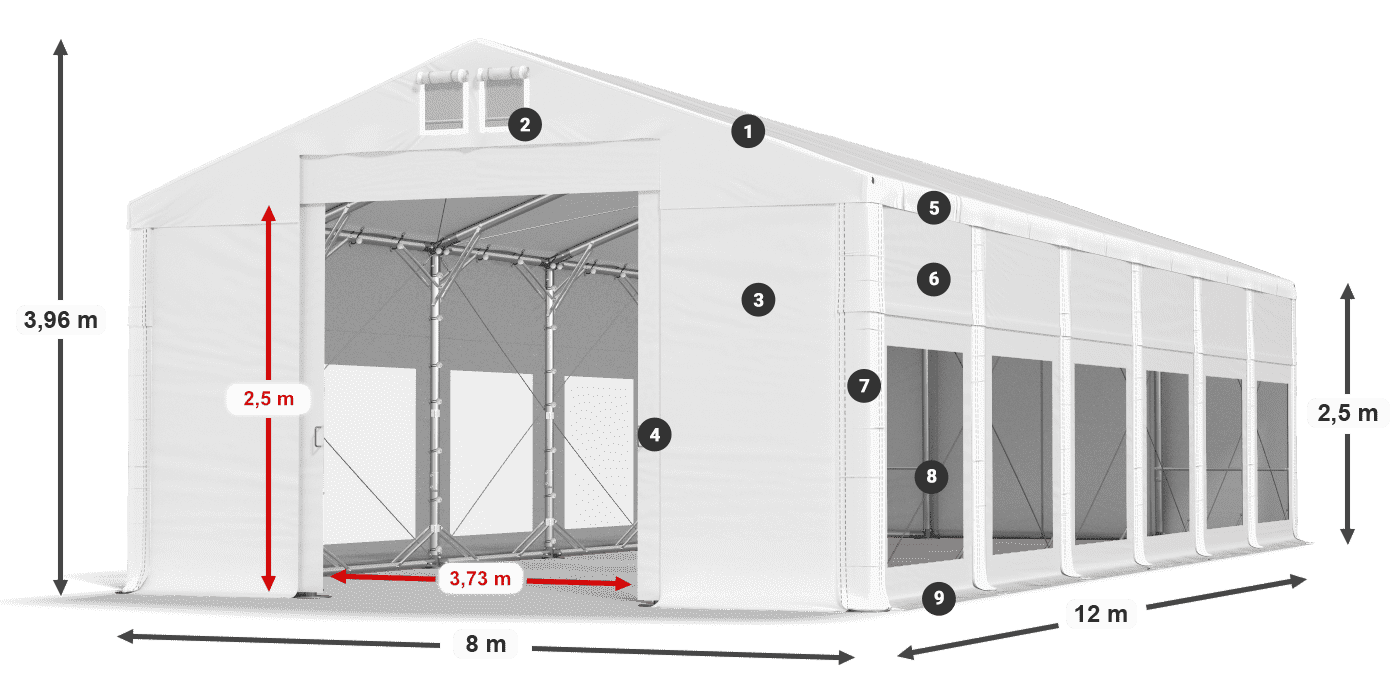 Krov: MS 580 PVC Zidovi: MS 580 PVC 2,5 m legenda