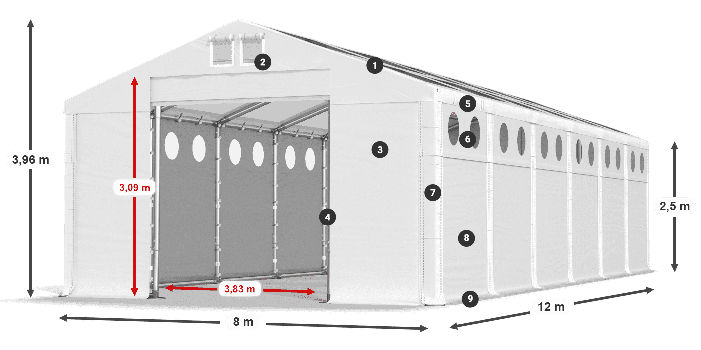 Krov: MS T 580 PVC Zidovi: SD O 500 PVC Legenda od 2,5 m