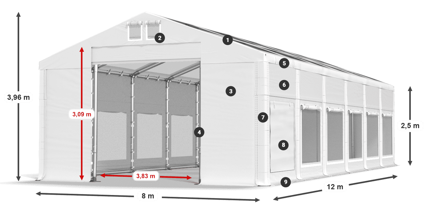 Krov: MS T 580 PVC Zidovi: SD M 500 PVC Legenda od 2,5 m