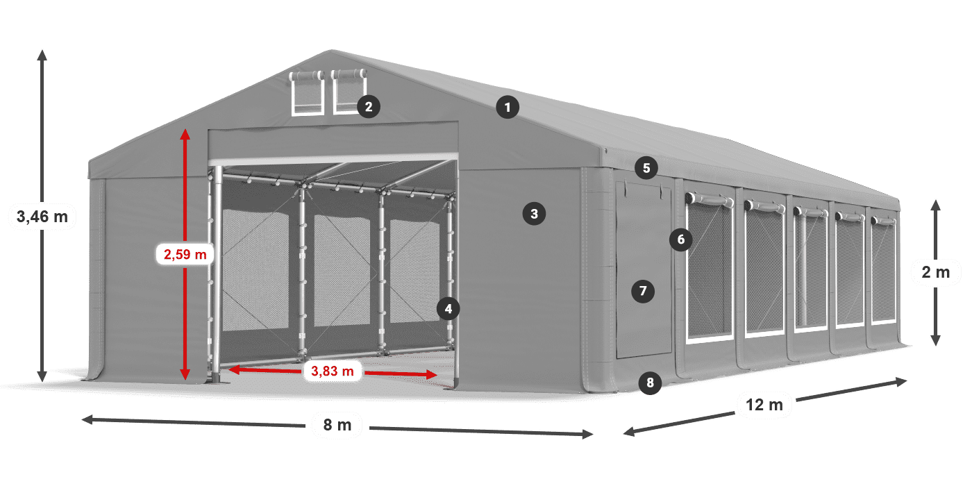 Krov: FR 620 PVC Zidovi: SD 500 PVC Legenda od 2 m