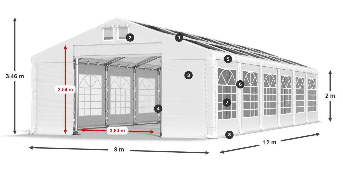 Krov: MS T 580 PVC Zidovi: FR 620 PVC Legenda od 2 m