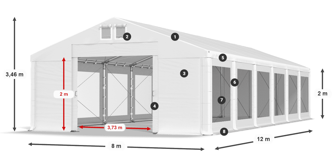 Krov: MS 580 PVC Zidovi: MS 580 PVC Legenda od 2 m