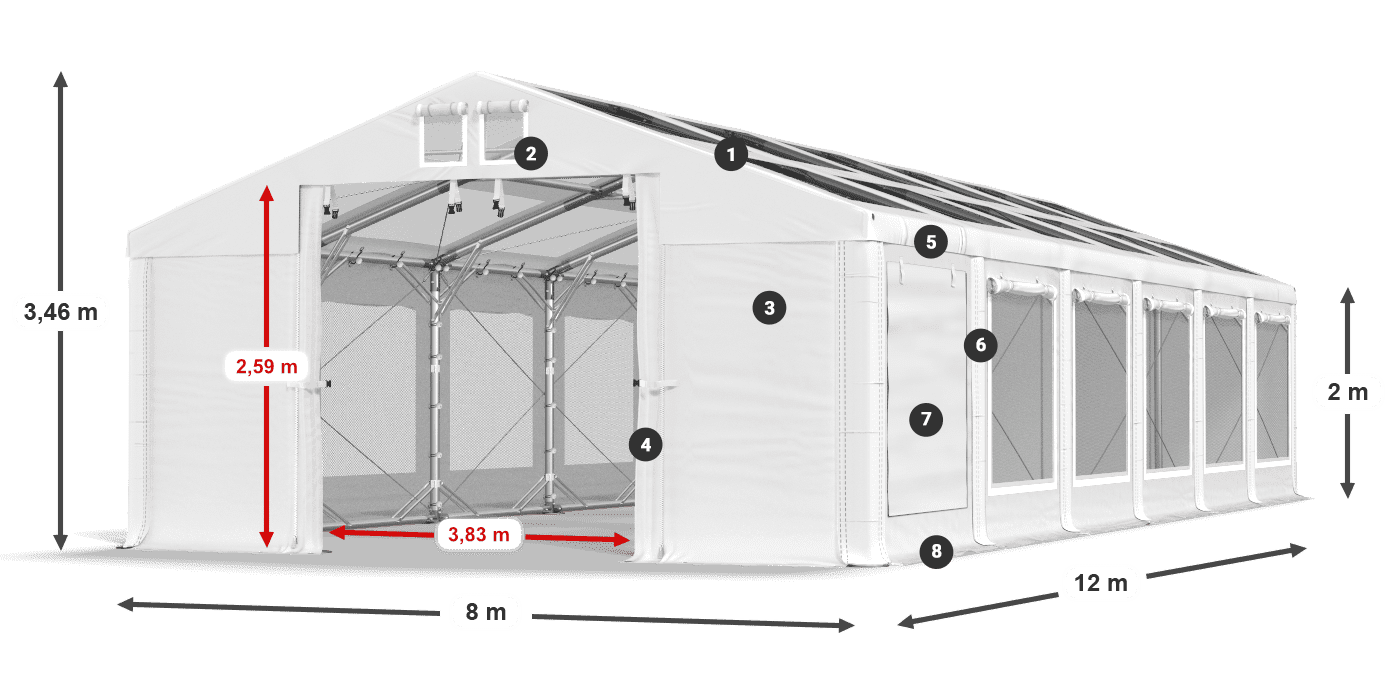 Krov: MS T 580 PVC Zidovi: SDM 500 PVC 2m legenda