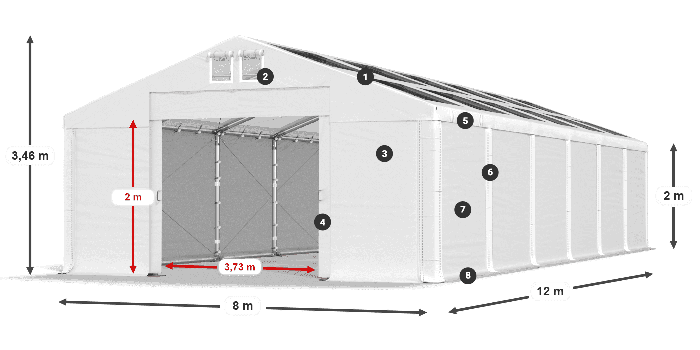 Krov: MS T 580 PVC Zidovi: SD 500 PVC Legenda od 2 m