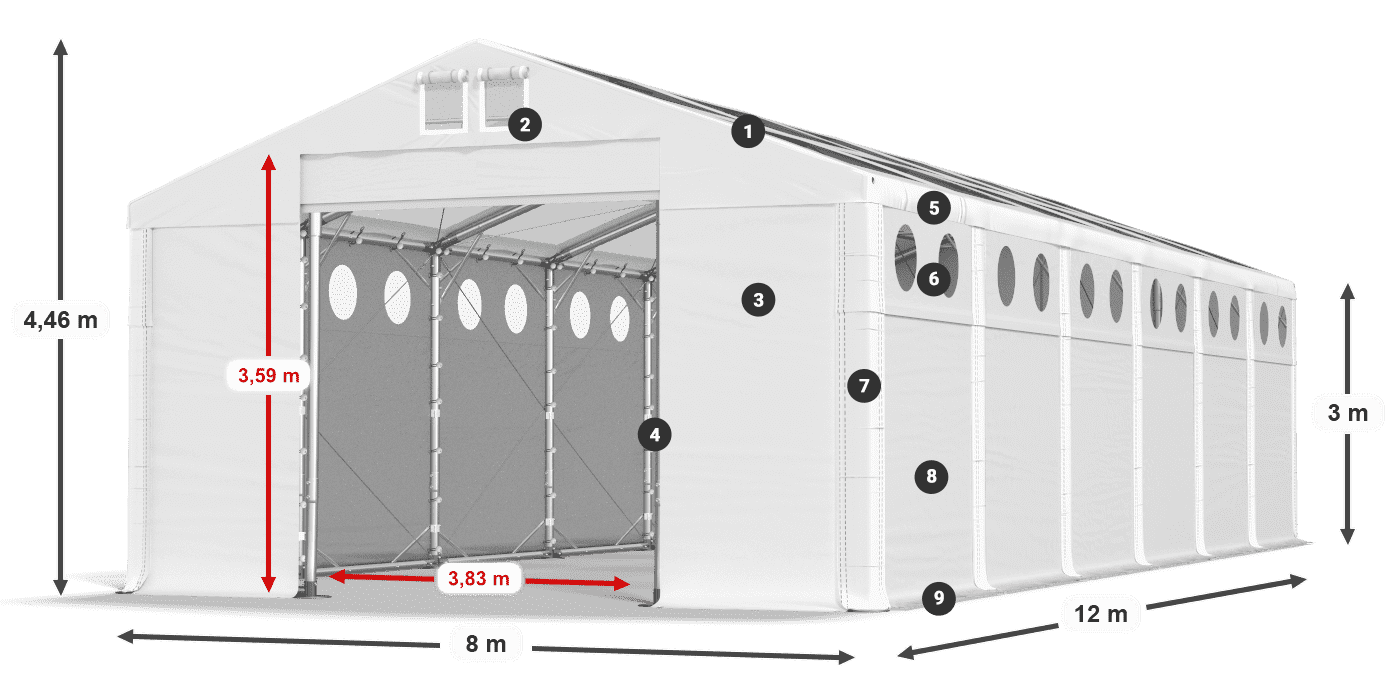 Krov: MS T 580 PVC Zidovi: FR O 620 PVC Legenda od 3 m