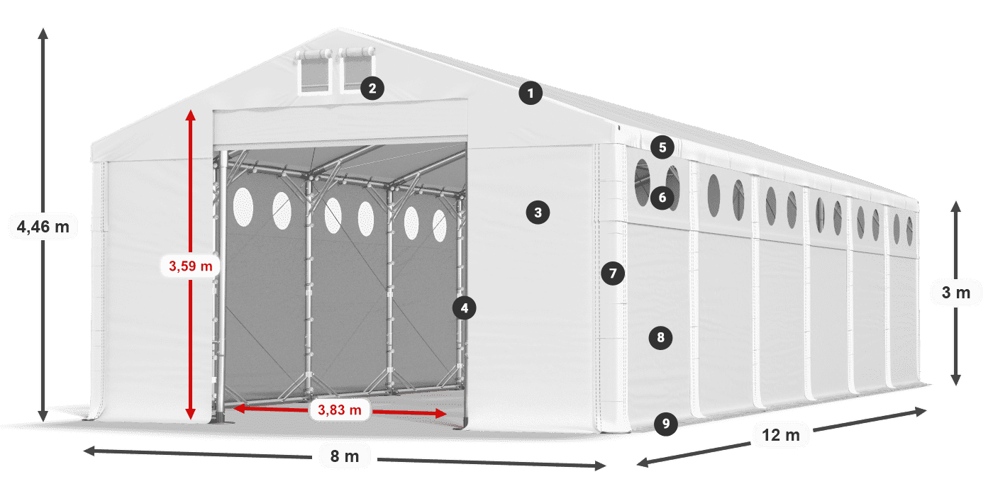 Krov: MS 580 PVC Zidovi: FR O 620 PVC Legenda od 3 m