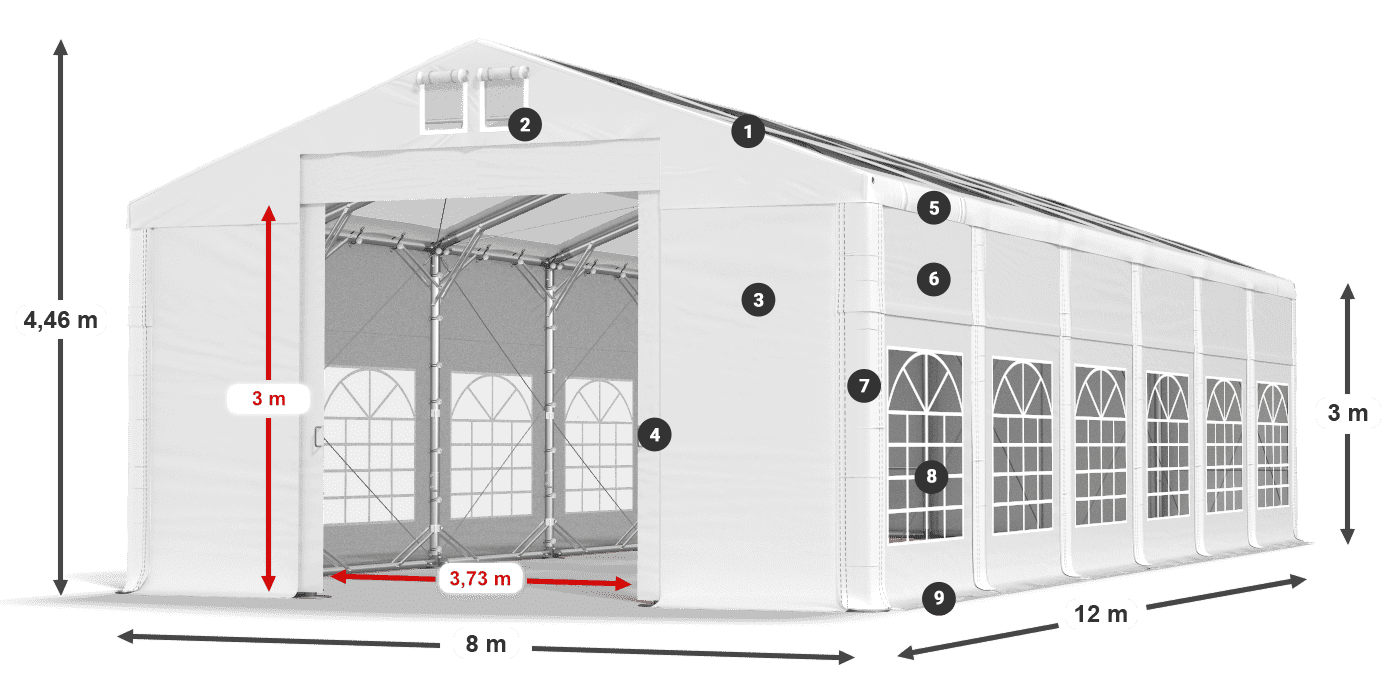 Krov: MS T 580 PVC Zidovi: FR 620 PVC Legenda od 3 m