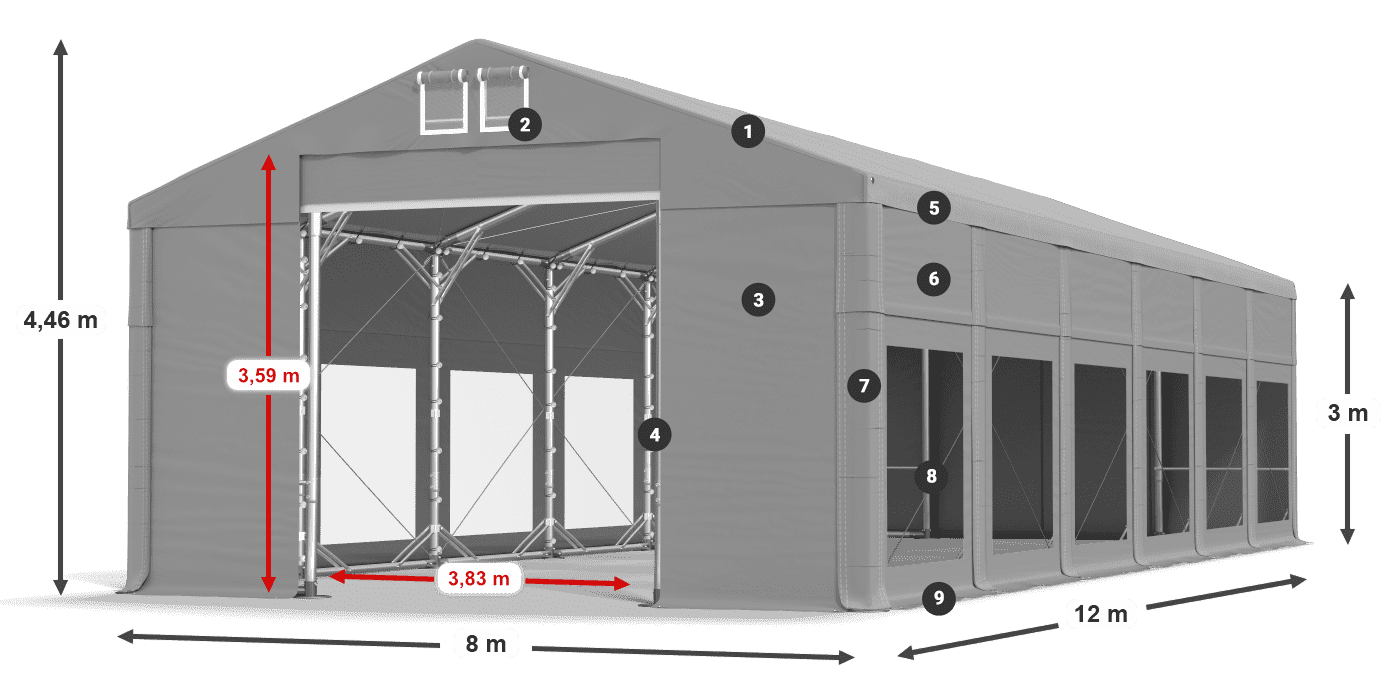 Krov: MS 580 PVC Zidovi: MS 580 PVC Legenda od 3 m