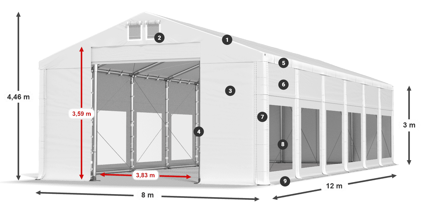 Krov: MS 580 PVC Zidovi: MS 580 PVC Legenda od 3 m