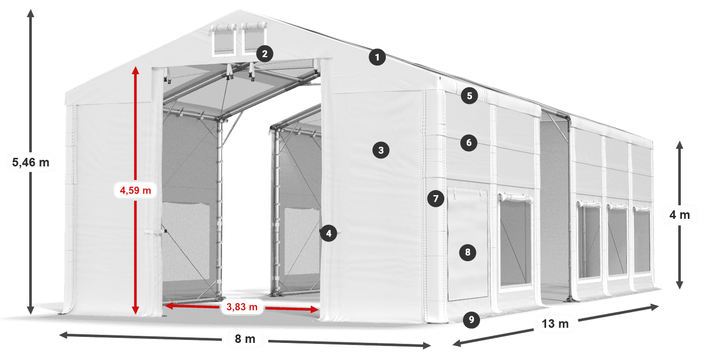 Krov: MS T 580 PVC Zidovi: SD M 500 PVC Legenda od 4 m