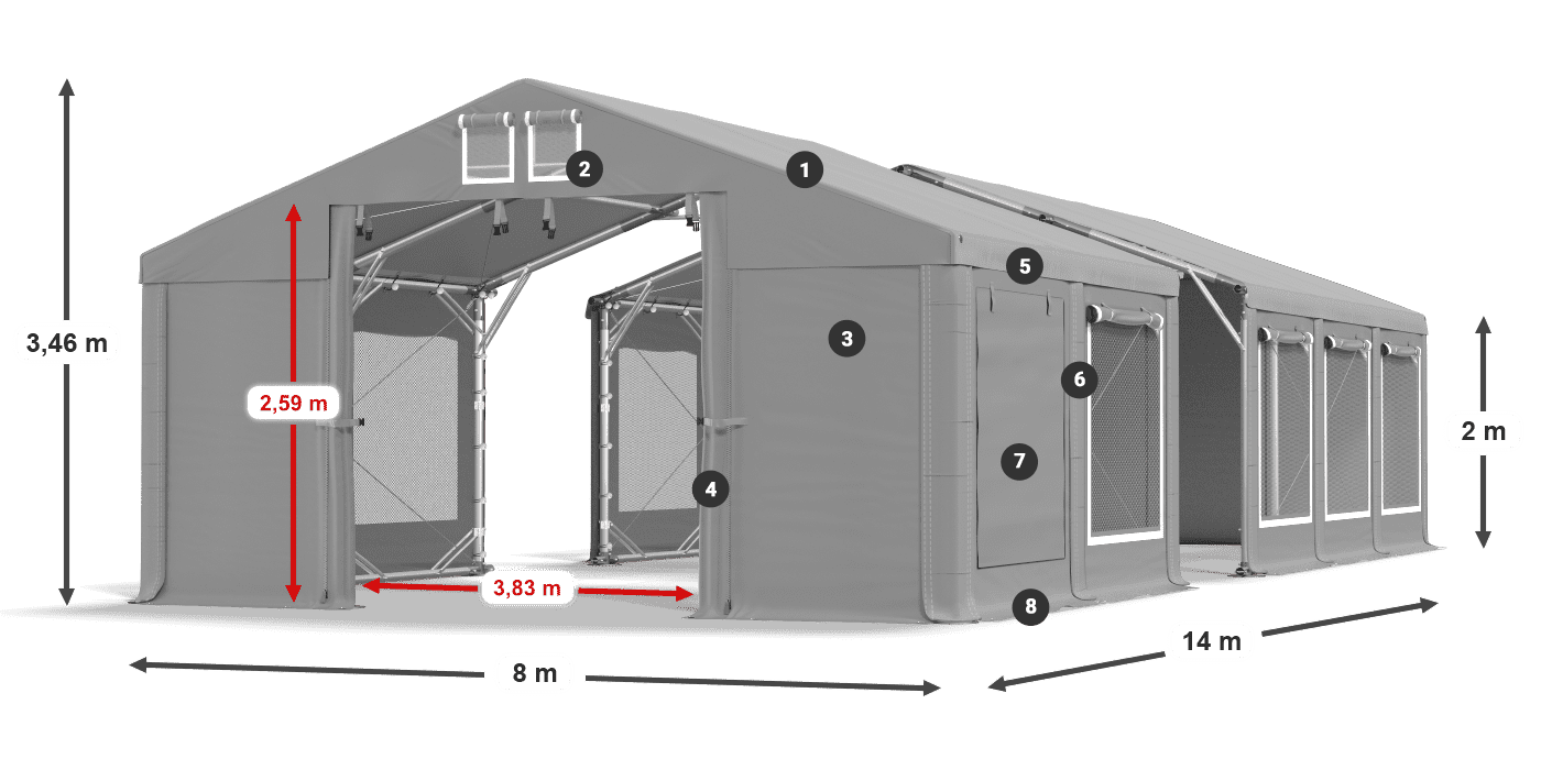 Krov: FR 620 PVC Zidovi: SD 500 PVC Legenda od 2 m