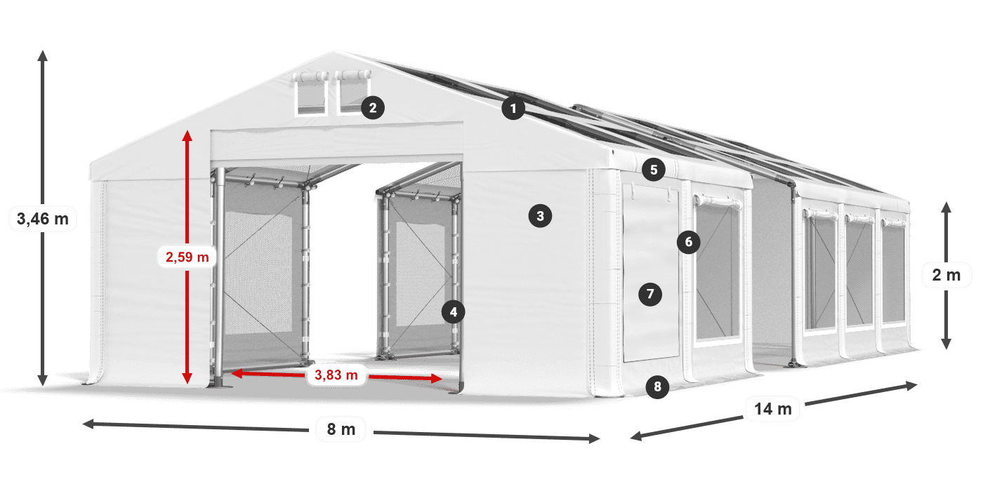 Krov: MS T 580 PVC Zidovi: SDM 500 PVC 2m legenda