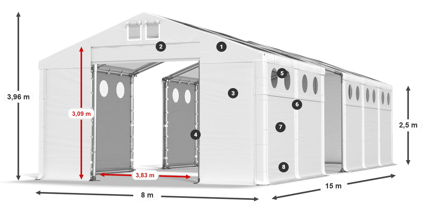 Krov: MS T 580 PVC Zidovi: MS O 580 PVC 2,5 m legenda