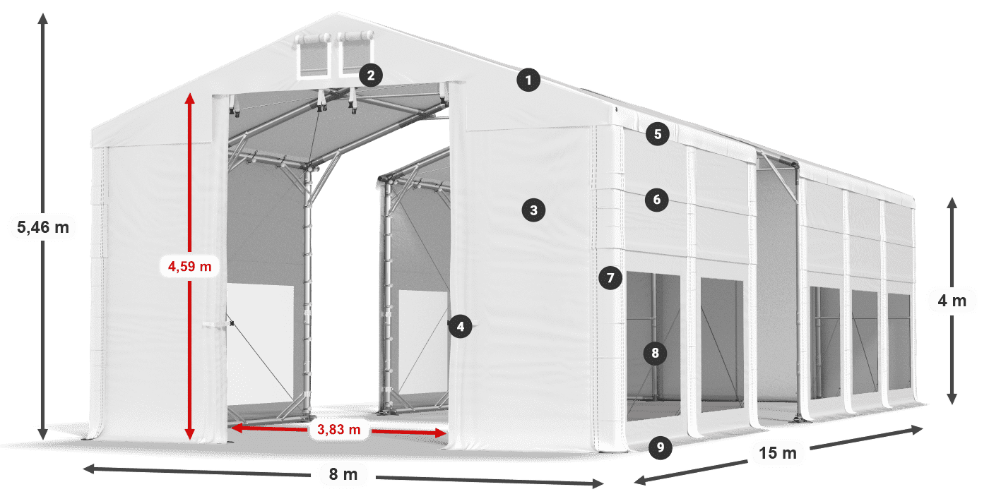 Krov: MS 580 PVC Zidovi: MS 580 PVC Legenda od 4 m